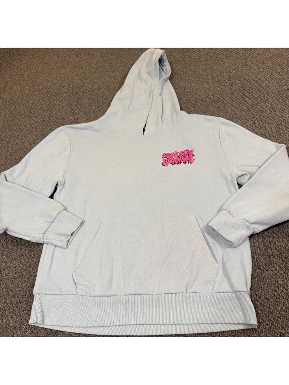 Rockstar Original Hoodie Mens Large L White Graphic Pullover